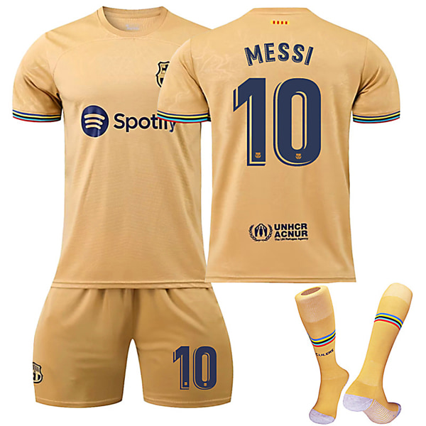 Barca 22-23 Bortalag Jersey MESSI Nr 10 Fotbollströja kit L