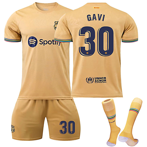 Barca 22-23 Bortalag Jersey GAVI Nr 30 Fotbollströja kit 26