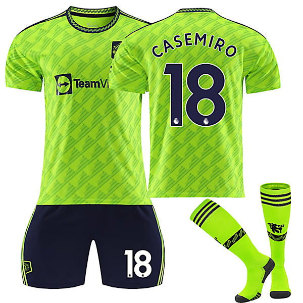 Manchester United F.C. 22-23 Udebanetrøje/2 Jersey CASEMIRO Nr 18 Fodboldtrøje sæt M