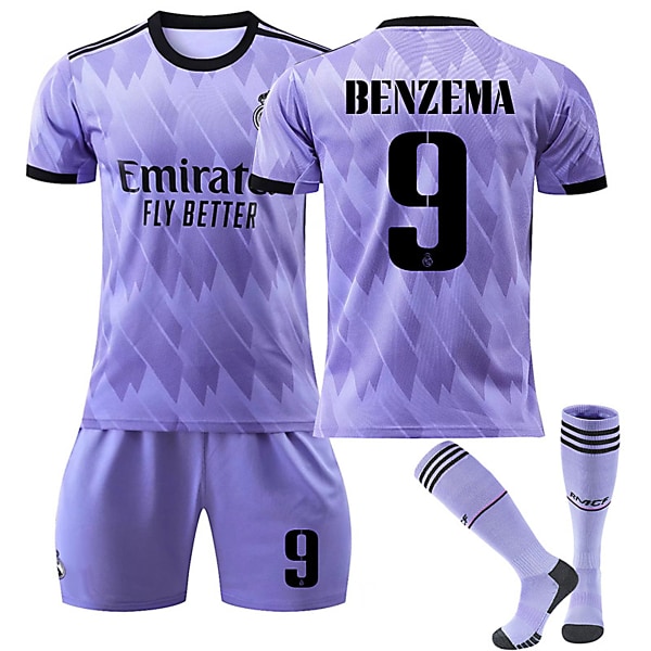 Real Madrid CF 22-23 Udebanetrøje BENZEMA Nr 9 Fodboldtrøje sæt S