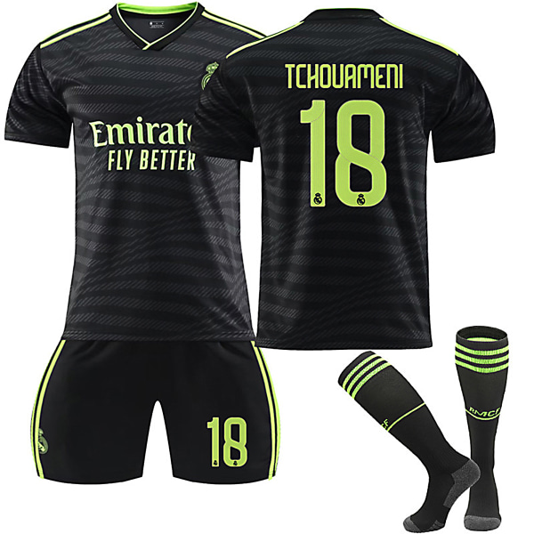 Real Madrid CF 22-23 Bortalag Jersey TCHOUAMENI Nr 18 Fotbollströja kit 22