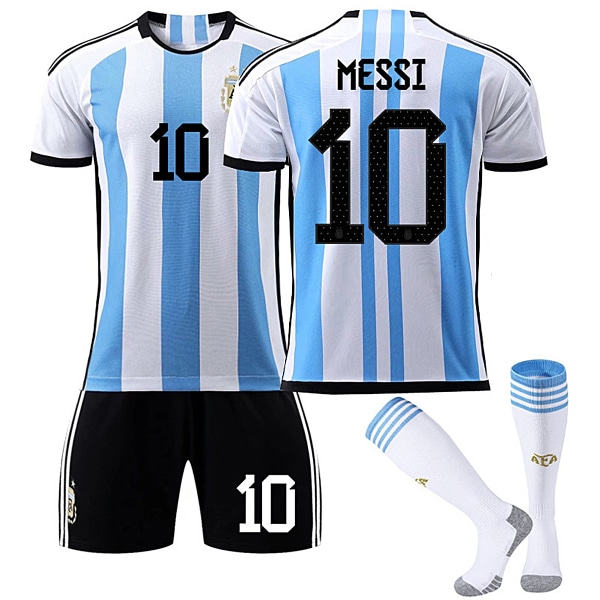 Lionel Messi 2022 Världscupen Argentina Hem Fotbollströja nr 10 Kit 22