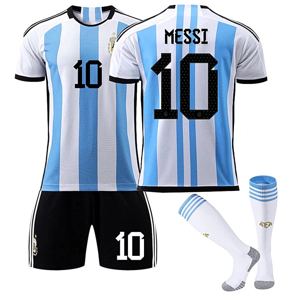 Lionel Messi 2022 Världscupen Argentina Hem Fotbollströja nr 10 Kit M