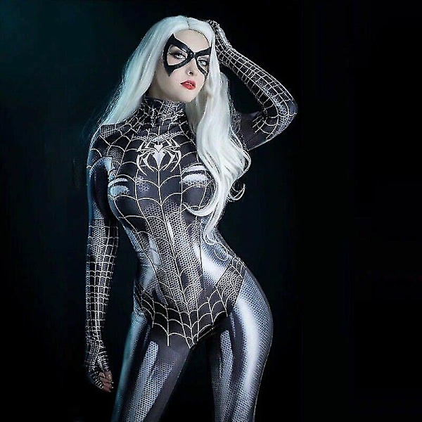 Kvinders Spiderman Superhelt Seksuel Jumpsuit Kostume Pige Cosplay Outfit Sort Black L