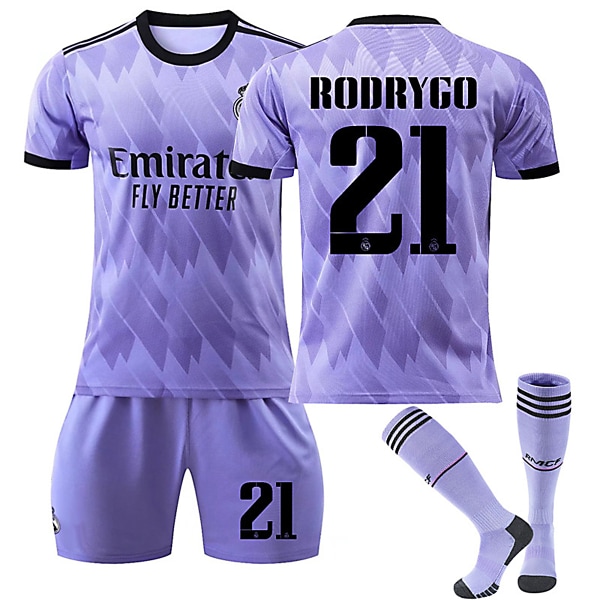 Real Madrid CF 22-23 Bortalag Jersey RODRYGO Nr 21 Fotbollströja kit 28