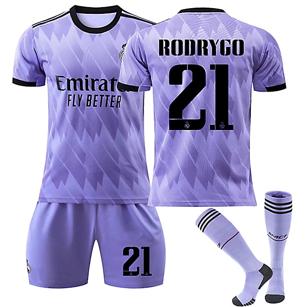 Real Madrid CF 22-23 Udebanetrøje RODRYGO Nr 21 Fodboldtrøje sæt 30
