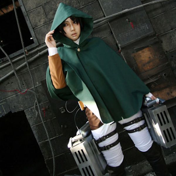 Attack On Titan Kappe Anime Cosplay Kostume Grøn Kappe Halloween L XL