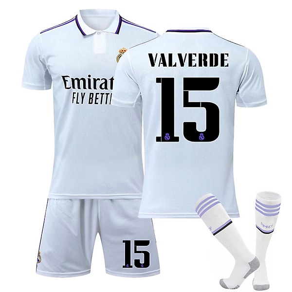 Real Madrid Hem VALVERDE Storlek 15 Fotboll Jersey Kit 20