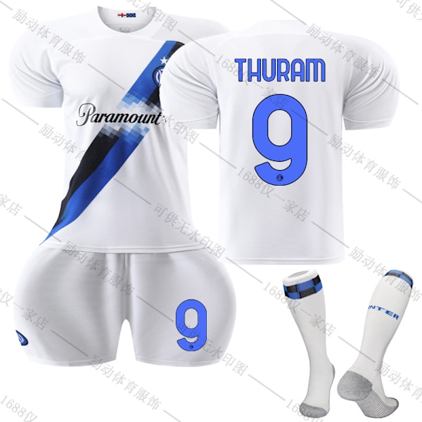 23/24 Ny Sæson Udebane Inter Milan F.C. THURAM Nr 9 Børnetrøjepakke Barn-20