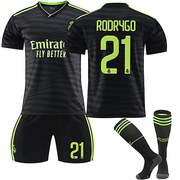 Real Madrid CF 22-23 Bortalag Jersey RODRYGO Nr 21 Fotbollströja kit 26