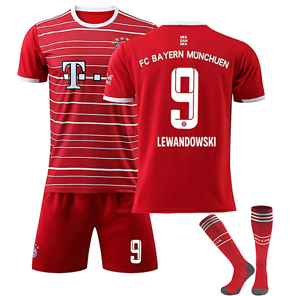 FC Bayern München 22-23 Hjemtrøje LEWANDOWSKI Nr 9 Fodboldtrøje sæt L