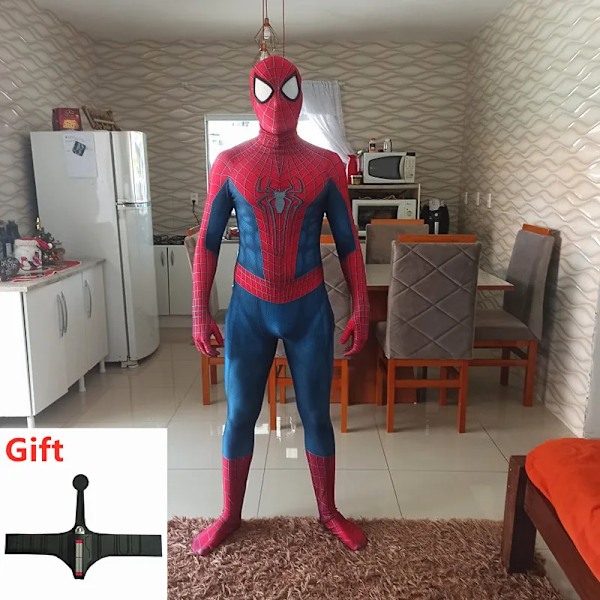 Superhjälte Spandex Cosplay 3D Zentai helkroppsdräkt Halloween Vuxen 3D-stil Rubiner Cosplay för män A1 A1 L(170-175CM)