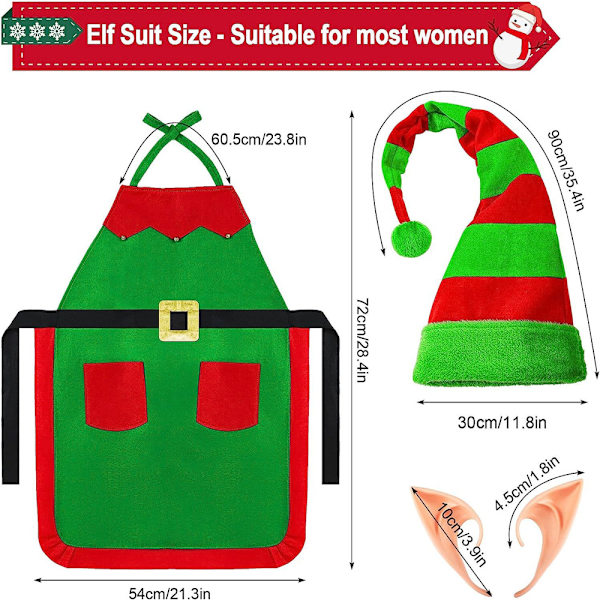 Vuxna damer herr Elf förkläde + hatt set Fancy Dress jul set C