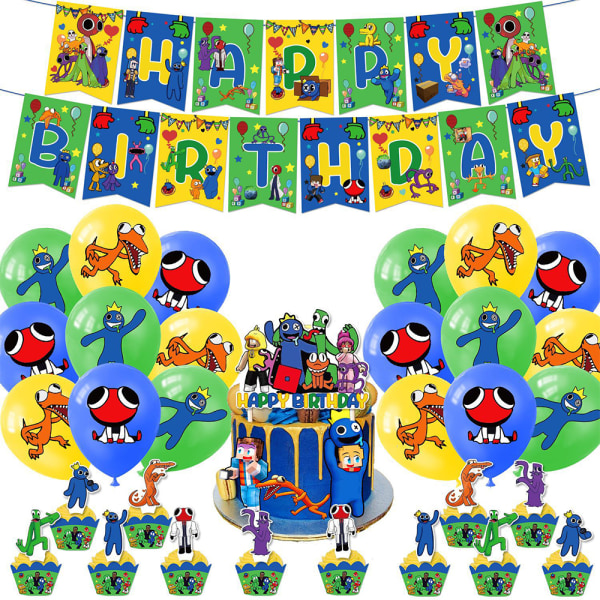 Födelsedagsfest Roblox Rainbow Friends Banner Cake Topper Balloon