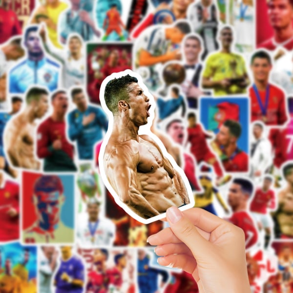 50 st fotbollsstjärna Cristiano Ronaldo PVC-klistermärken för bärbar dator vattenflaskor 50PCS