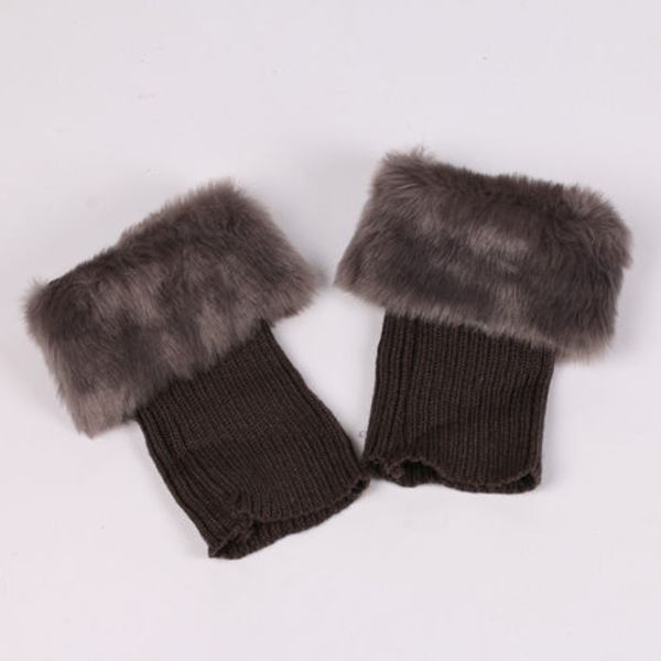 Dam vinter stickade boot cuffs päls stickade toppers boot leg strumpor Dark gray