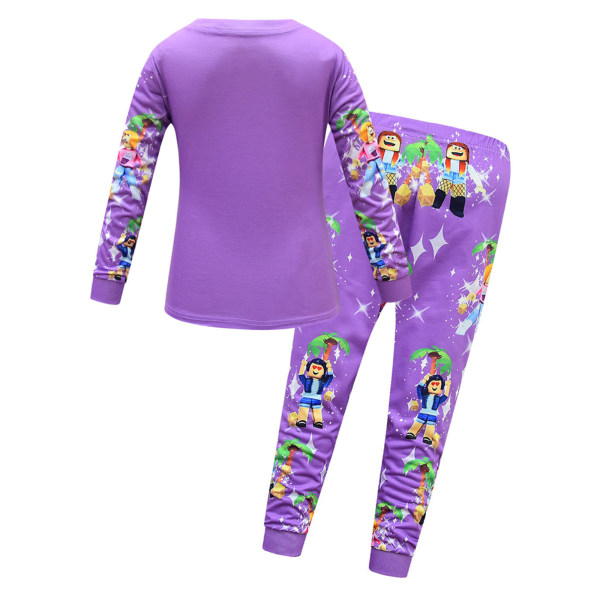 Minecraft Barnkläder Pyjamas Loungewear Pojkar Flickor Sovkläder 2PCS Outfit purple 160cm