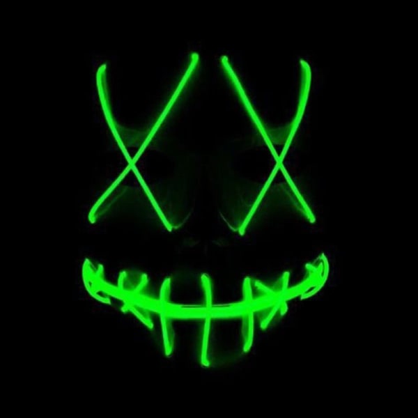 Halloween LED Light up Mask Masquerade Party Cosplay Kostym Green light 16*19.5cm