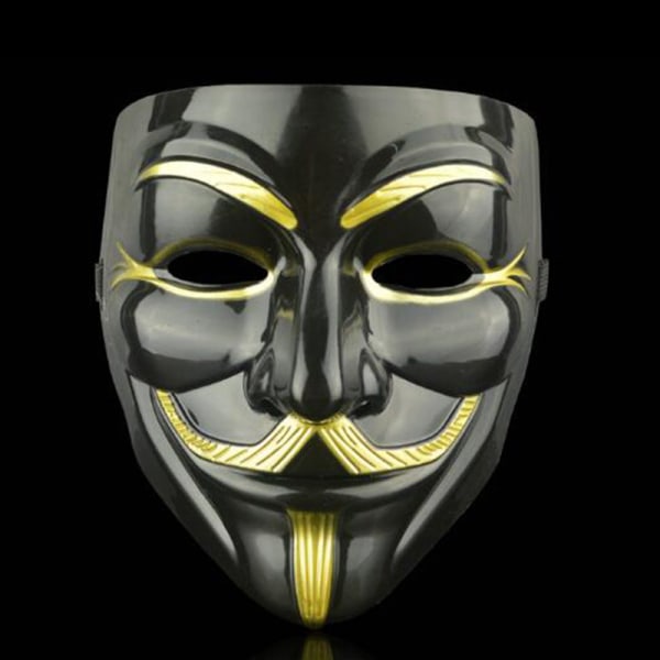 Halloween Mask Hacker V For Vendetta Game Master Party Cosplay Black + eyeliner