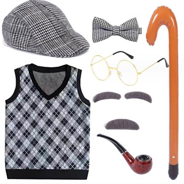 Barn 100 dagar i skolan Gammal man Kostym för pojkar Farfar Cosplay Kostym Fancy C 110cm