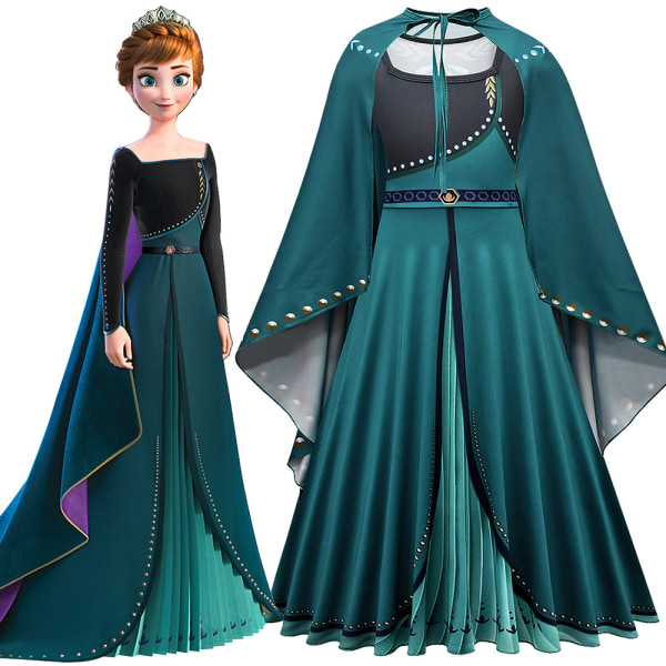 Princess Anna dress kjol - Kid Costume - tjej kjol - Prince green 110cm