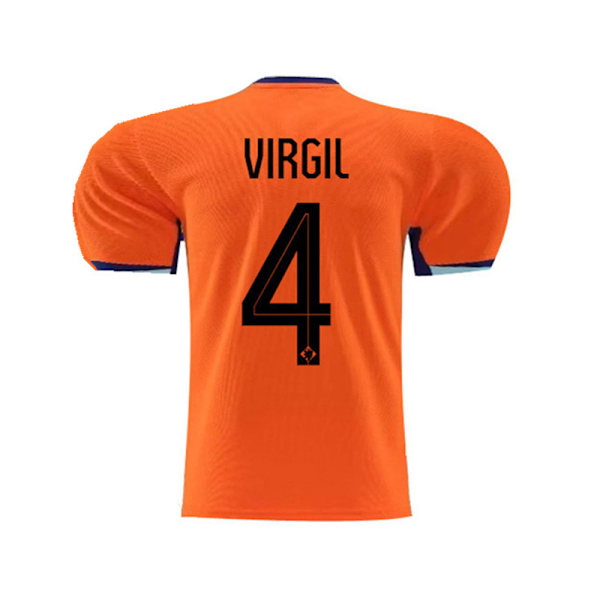 2024 Nederländska Hemmafotbollströjor, NO.4 VIRGIL Fotbollströja, Sport Träning Kortärmad Fotbollstopp för Vuxna Fotbollströja M