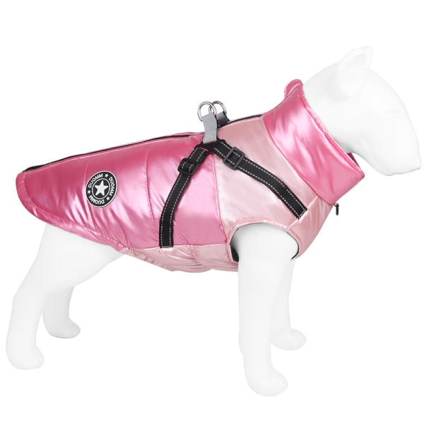 Pet Dog Reflekterande Jacka Kappa Väst Justerbar plysch halsringning pink L