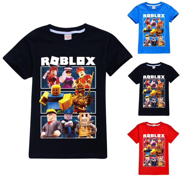 Roblox Print T-shirt Barn Pojkar Flickor Kortärmade skjortor Sommartröjor Casual Black 11-12 Years
