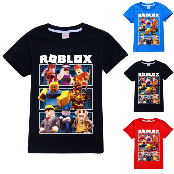 Roblox T-shirt med tryck för barn, pojkar och flickor, kortärmad tröja, sommartoppar, casual Black 9-10 Years