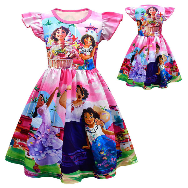 Flickor Casual klänning mode 3D söta tecknade mönster barn set 110cm