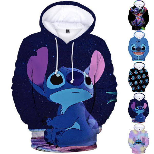 Barn och vuxna Lilo Stitch tecknad casual hoodies sweatshirt kappa A 130cm