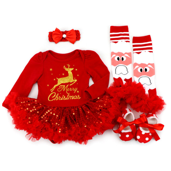 Jul Baby 4PCS Kostym Kjol + Hårband + Skor + Benvärmare E XL