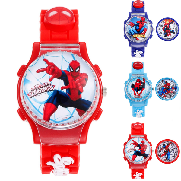 Barnklocka Superhjälte Analog Klocka Pojkar Flickor Rem Armbandsur red