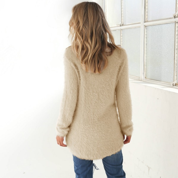 Kvinnor Långärmad Plysch Tröja Jumper Pullover Sweatshirt Topp sky blue L