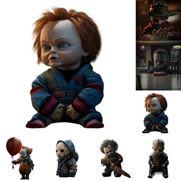 Hartsfigurer i harts för Halloween-dekorationer Prydnader Skräckdockor C 13cm