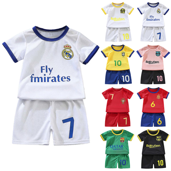 Barn Pojkar Flickor Fotbollsuniformer Fotbollsdräkt Set Skjortshorts #1 110cm