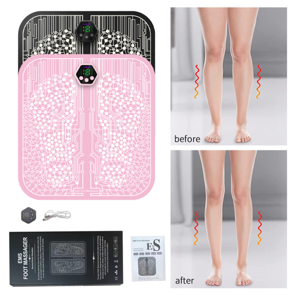 Fotmassagematta Avslappnade fötter EMS Pad Bärbar USB-laddning Pink