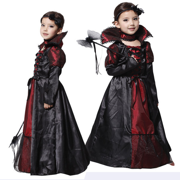 Halloween vampyr prinsessa kostym barn vampyr klänning flickor M