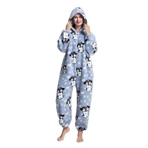 Kvinnors tecknade djur jumpsuit pyjamas nattkläder varm huvtröja B M