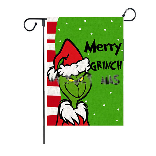 Jul Grinch trädgårdsflagga dekor för gård, gräsmatta, veranda vinter D