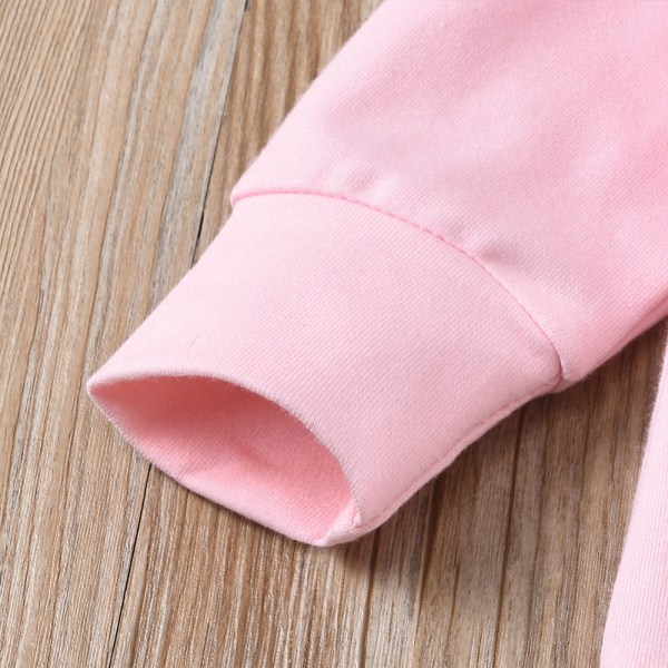 Barn Flickor Print Sweatshirt Kostym Långärmad + Byxor + rosett pink 100cm