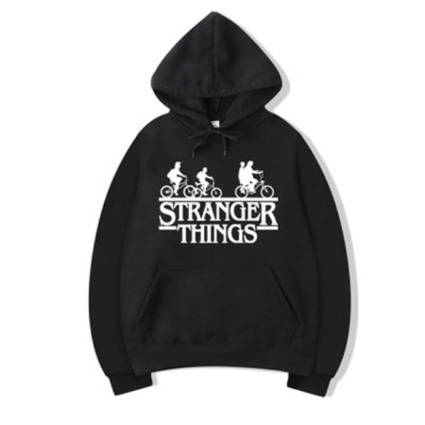 Stranger things tide brand hooded sweatshirt sport gym topp black M