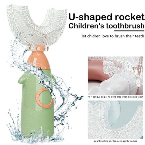Barn Barn U-formad tandborste Silikon360° Grundlig rengöring Green L