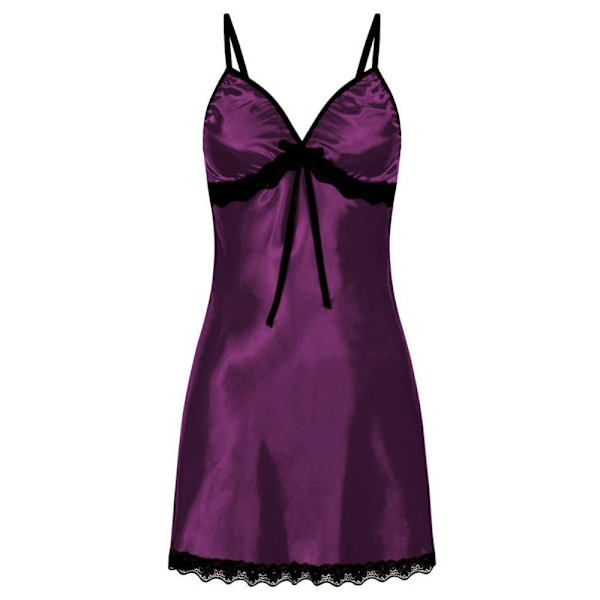 Kvinnors mode V-ringning sexig spetsnattlinne pyjamas hemmakläder purple L