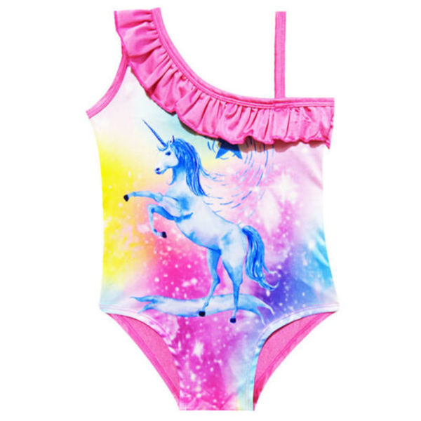 Flickor Enhörning Sommar Kallt Strapless Baddräkt Strandkläder Rose Red 3-4 Years