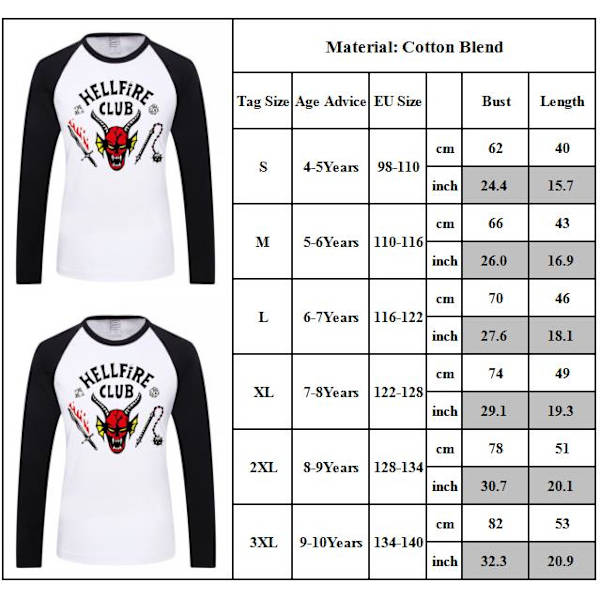Stranger Things Säsong 4 Hellfire Club Barn T-shirts Långärmad L