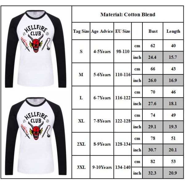 Stranger Things Säsong 4 Hellfire Club Barn T-shirts Långärmad M