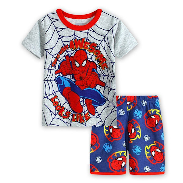 Spiderman Pyjamas för pojkar Barn sommar T-shirt Korta PJs Set B 90cm