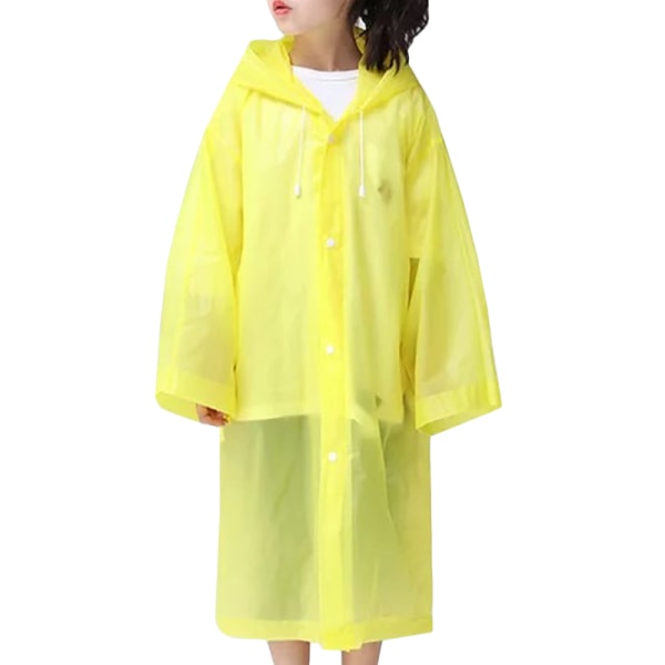 Barnens unisex regnrock med huva vattentät vandring camping Yellow One Size