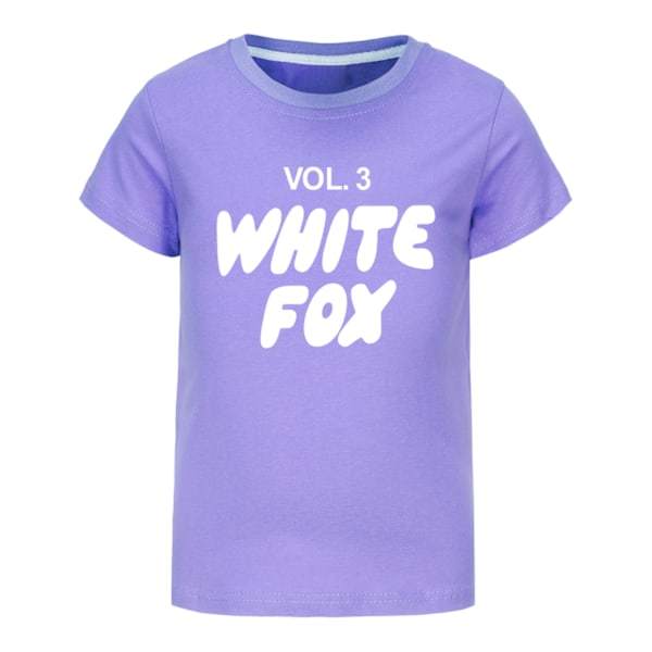 Vit Tryck Räv Pojkar T-shirt Tecknade Toppar Tee Barn Pojkar Flickor T-shirts Barnkläder Sommar Kort Ärm Purple 170cm